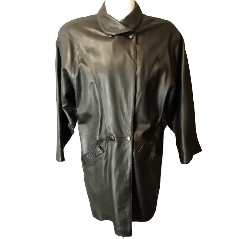 Boundary Waters Leather Coat S Mens Vintage Grunge Edgy Streetwear Black Jacket